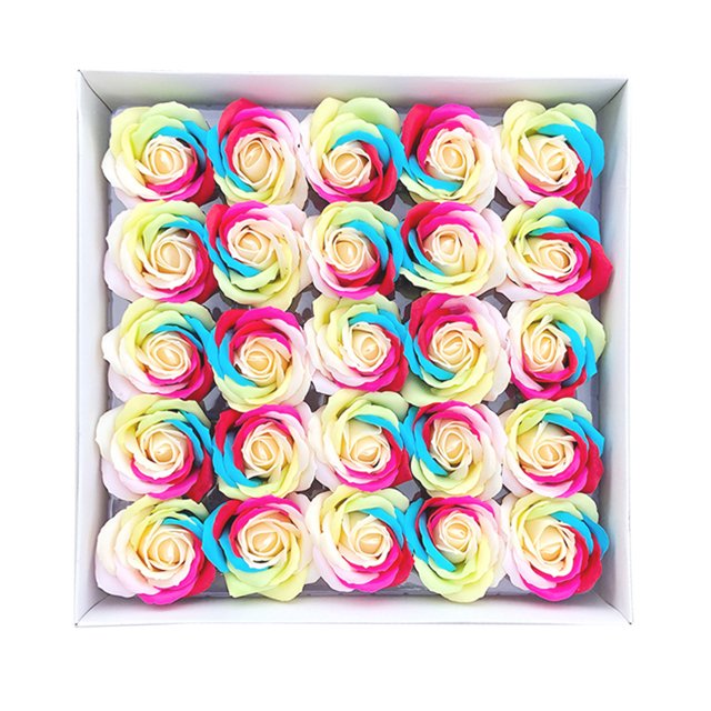 25 Jabones de Baño con Flores de Rosas Multicolores, Jabón de Rosas en Caja de Regalo, Regalo para Aniversario/Cumpleaños/Boda/Día de San Valentín/Día de la Madre/Orgullo