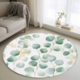 thumbnail image 3 of Green Yellow Round Area&nbsp;Rug 3ft Eucalyptus Leaves Watercolor Botanical Non-Slip&nbsp;Washable Circle Rugs Soft Felt Indoor Floor Mat for Bedroom Kitchen Living Room Bathroom, 3 of 9