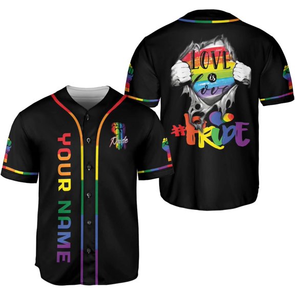 Personalized LGBT Pride Baseball Jersey Pride Hand LGBT Flag Jersey Rainbow Les Gay Shirts LGBT Pride Month Jerseys (S)