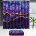 thumbnail image 3 of Poedist 4Pcs Shower Curtain Set, Bathroom Sets with Shower Curtain and Rugs, with Non-Slip Rugs,Toilet Lid Cover,Bath Mat and 12 Hooks,71 x 71 Inch,Gold Inlaid Marble, 3 of 5