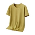 thumbnail image 2 of HOOMEUMY Men's Basic Solid Color Short Sleeve Crew Neck T-Shirt Casual Breathable Workout Lightweight Slim Fit Tee Yellow L, 2 of 7