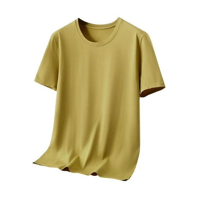 Shirts for Men, Mens Casual Solid Color Short Sleeved Round Neck Top Short Sleeve Round-Neck Blouses