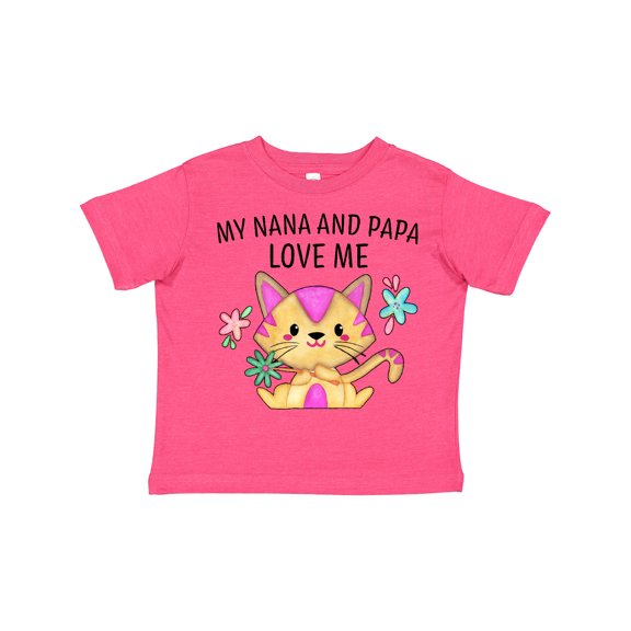Inktastic My Nana and Papa Love Me with Cute Kitten and Flowers Boys or Girls Toddler T-Shirt