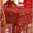 thumbnail image 2 of Christmas Tablecloth Red Festive Holly Fabric Tablecloth 60 x 144 Rectangle St. Nicholas Square, 2 of 6