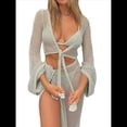 thumbnail image 1 of Conjunto de Bikini de Dos Piezas para Mujer, Estilo Crochet, con Aberturas, para Playa Verde M, 1 of 10