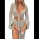 thumbnail image 1 of Conjunto de Bikini de Dos Piezas para Mujer, Estilo Crochet, con Aberturas, para Playa Verde L, 1 of 10