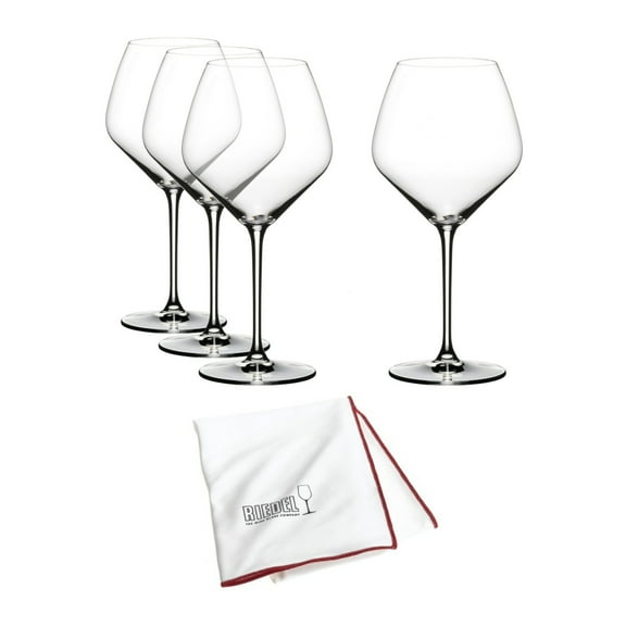 Riedel Extreme Pinot Noir Glasses Value Gift Pack (Buy 3 Get 4) w/ Large Microfiber Polishing Cloth