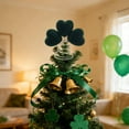 thumbnail image 4 of Euaioeiu St. Patrick's Day Tree Topper Green Trefoil Decoration with Spring Base for Christmas Tree, 8.66x7.87 Inches, Plastic Party Ornament, 4 of 9