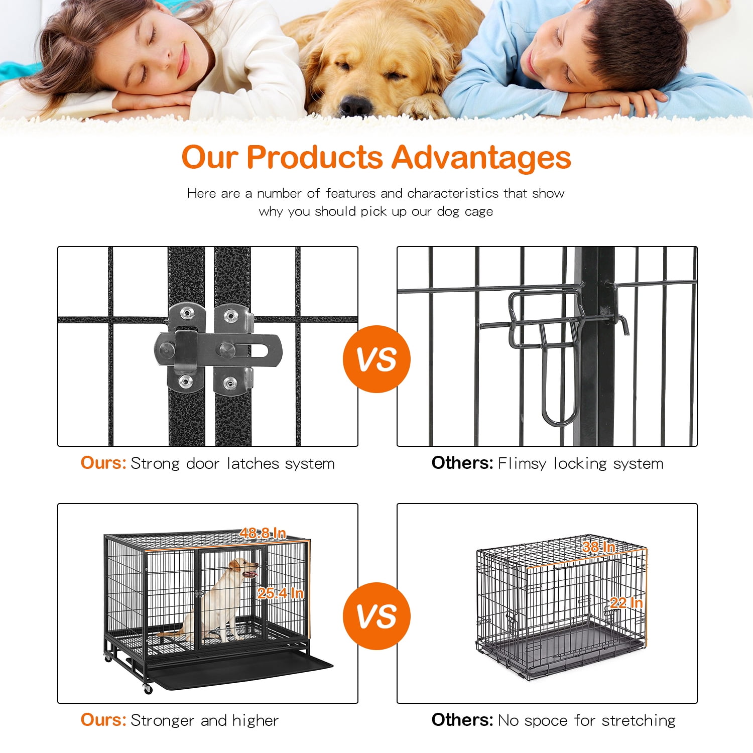 Buy BestPet 48 inch Heavy Duty Dog Cage Large Dog Crate Strong Metal