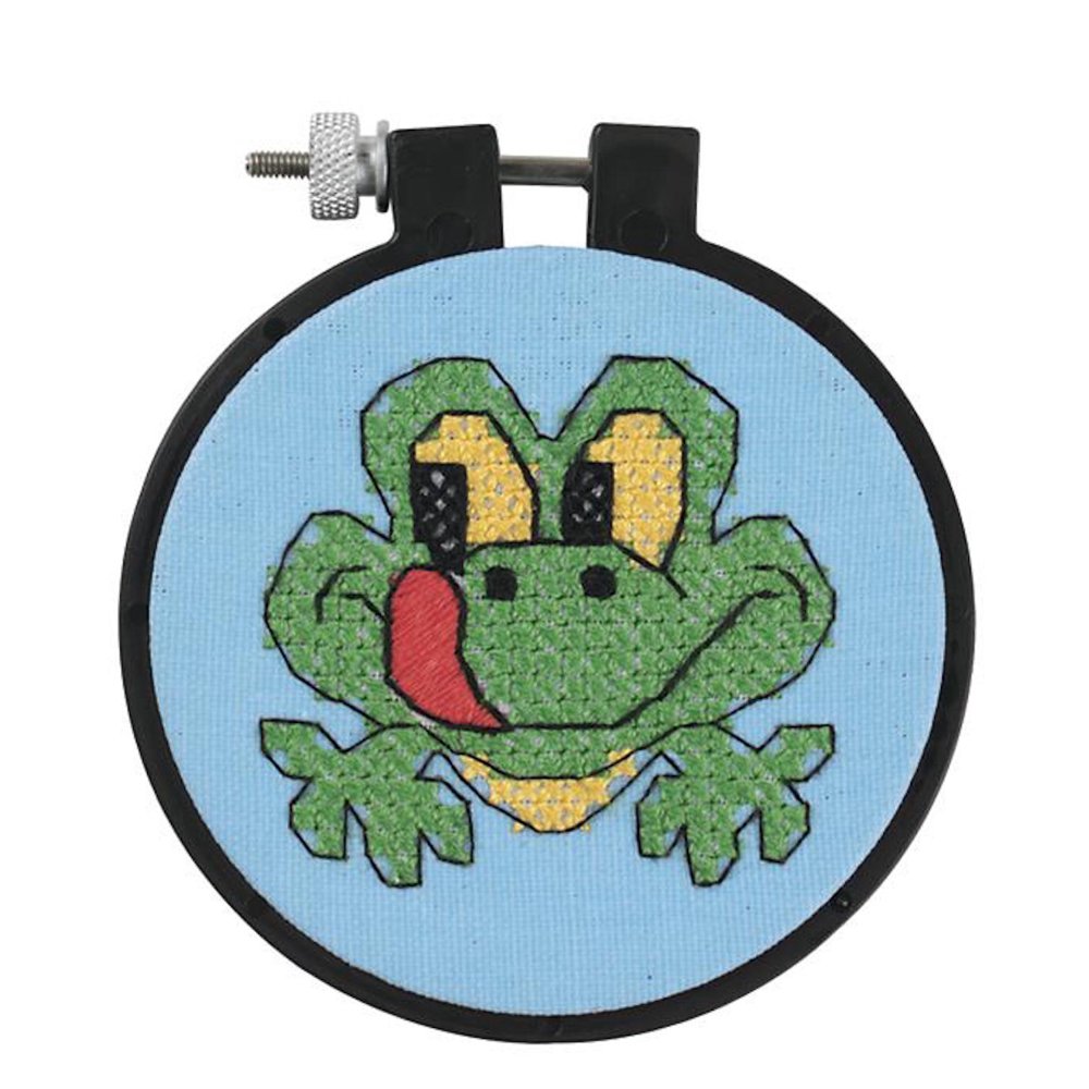 Dimensions Learn-a-Craft Friendly Frog Stamped Cross Stitch Kit, 3