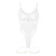 thumbnail image 5 of adviicd Women'S Lingerie, Sleep Women Snap Crotch Lingerie Lace Bodysuit Deep V Teddy One Piece Mesh Sleepwear White S, 5 of 5