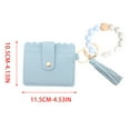 thumbnail image 3 of Leather Wristlet Wallet for Women with Keychain, Boho Style Beaded Key Ring Bracelet RFID Card Holder Elastic Keyring for Women (1PC, Blue), 3 of 9