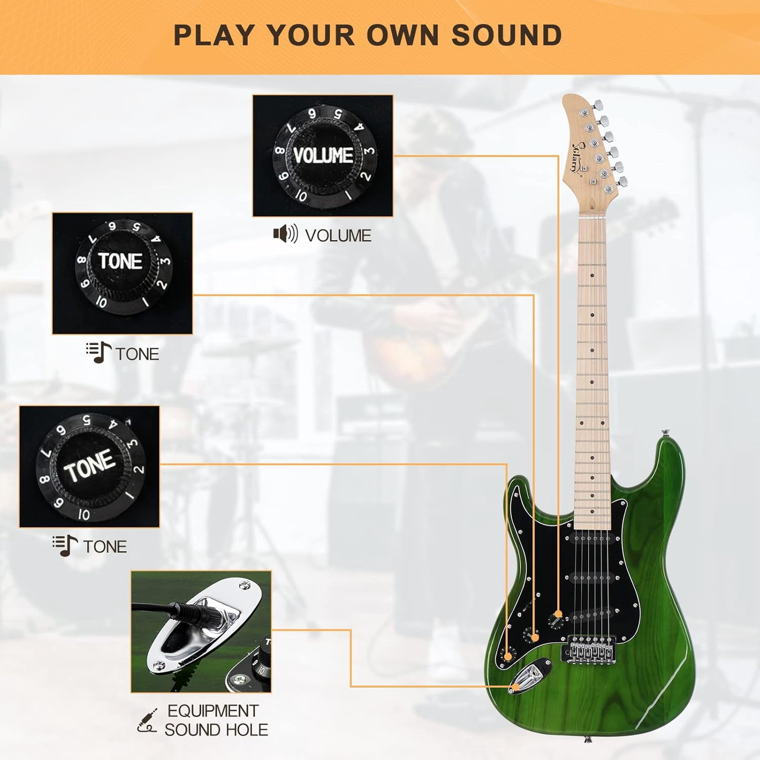 GLARRY Full Size Electric Guitar with 20W Amp  and Accessories Pack Guitar Bag for Music Lover Beginner