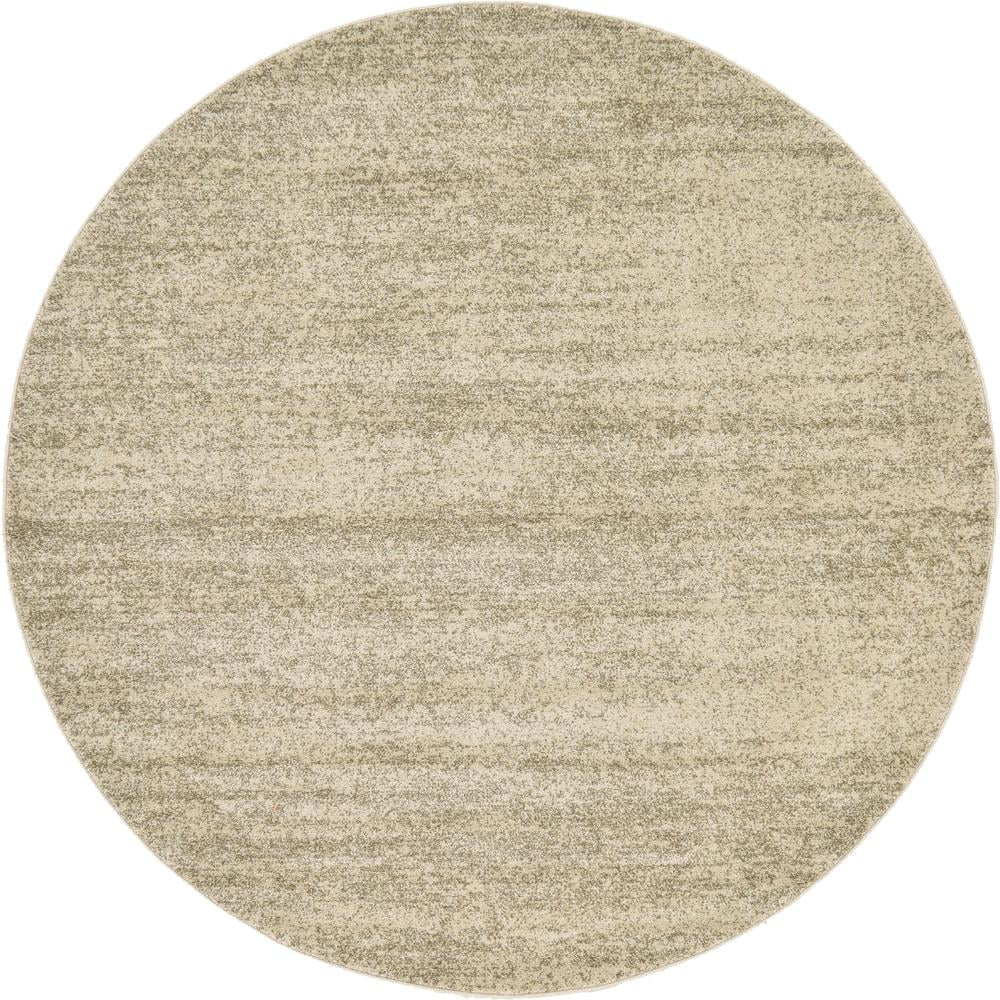 Unique Loom Lucille Del Mar Rug Bone Beige 6' 1" Round Solid
