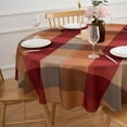 thumbnail image 3 of Round Tablecloth 70 Inches Red Brown Buffalo Plaid Winter Table Cloth - Polyester Checkered Gingham Christmas Table Cover Reusable Water Resistant for Fall Thanksgiving Holiday Party Kitchen Dinning, 3 of 7