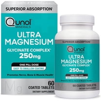 Qunol Magnesium Glycinate Complex, Gentle on Stomach, 250mg One Pill Dose, Superior-Absorption Magnesium, Nerve, Bone and Muscle Health Supplement, 60 Count (Pack of 1)