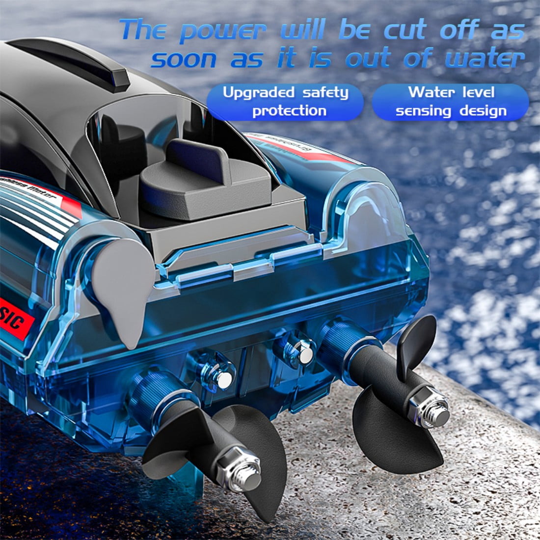 Mini High-Speed RC Boat with Colorful LED Lights, 2.4G Waterproof & Impact-Resistant Brushless RC Racing Car with Dual Motors & Detachable Covers for Pools, Rivers & Lakes - RTR