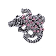 Alilang Women Crocodile Alligator Antique Inspired Pink Crystal Rhinestone Adjustable Ring