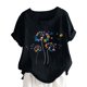 thumbnail image 3 of Gibobby Blusa Termica Mujer blusa corta suelta con cuello estampado de diente de león y manga con botones redondos para mujer（Negro， XXXL), 3 of 3