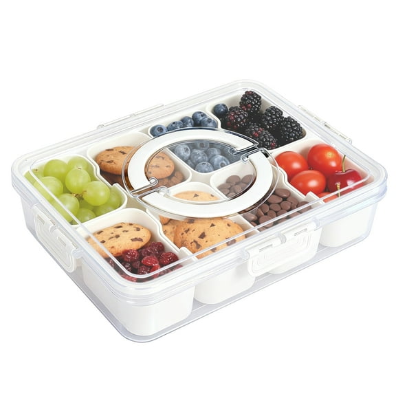 YOYTOO Snack Box Container with Dividers 8 Compartment Snackle Boxes Containers Lunch Box with Lids & Handle, White