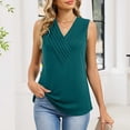 thumbnail image 6 of ZHYou No Boundrie Women's V Neck Sleeveless Tank Tops Pleated Front Wrap Loose Fit Flowy Casual Summer Pullover Blouses for Women Blue Size L, 6 of 8