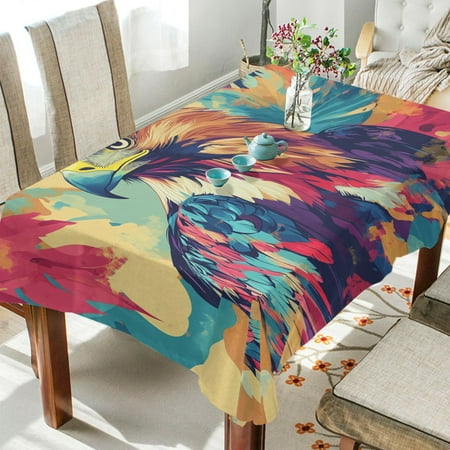

BZSMCE Square Tablecloth Colorful Bird Plainting Pattern Tableclothes