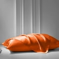 thumbnail image 4 of Cloud Fino Silk Satin Sheet Set- 6 Piece Sheet Set- Full XL Size Sheet Set- Rich Quality 20" Deep Pocket Sheets- Luxury Hotel Bed Sheets- Orange, 4 of 6
