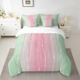 thumbnail image 2 of Sage Green and Pink Full Comforter Set 7-Piece Women Abstract Aesthetic Bedding Comforter Sets, Dot and Wave Line Bed in a Bag Gradient Ombre Bedding Set Watercolor Geometric Bed Sheets Set, 2 of 4