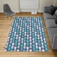thumbnail image 2 of Pineapple Turkish Area Rug, Summer Island Tropic Fruit Pattern Stamped Minimal Backdrop Pop Art, Soft Carpet for Living Room Decor with Distressed Look, 4' X 5.7', Seafoam Ivory, by Ambesonne, 2 of 4