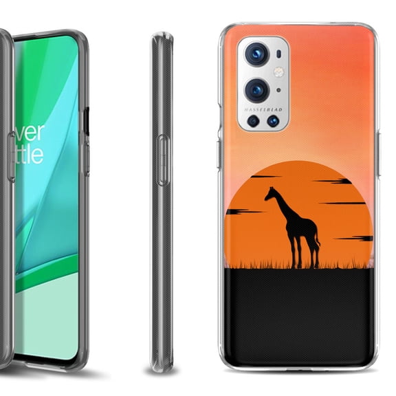 Slim-Fit Flexible TPU Gel Phone Case Compatible with OnePlus 9 PRO 5G, by OneToughShield ® - Sunset Giraffe