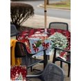 thumbnail image 4 of Outdoor Tablecloth with Umbrella Hole and Zipper, Red Plaid Christmas Square Table Cloth 54x54 Inch Waterproof Tablecloth, Xmas Tree Gnomes Poinsettia Snowflake Picnic Table Cover for Patio Camping, 4 of 7