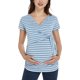 thumbnail image 1 of Camisetas de maternidad de manga corta y larga con cuello en V, camisetas cómodas para embarazadas para mujer, talla XL, rayas azules y blancas, 1 of 5