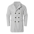 thumbnail image 4 of QHFBli Oversized Mens Trench Coat Men's Winter Wool Overcoat Long Anorak Jacket Fashionable Warm Soft Grey M, 4 of 4