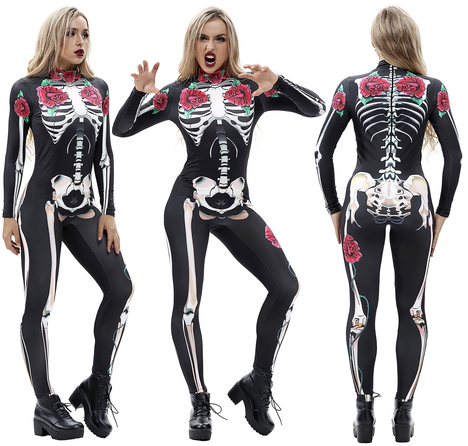 Shmily Girl Skeleton Jumpsuit - Halloween Costume For Women & Men With Full Body Print