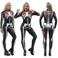 thumbnail image 4 of Combinaison d'Halloween pour Femmes Costume Squelette Nouveauté Combinaison Cosplay Justaucorps, 4 of 6