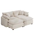 thumbnail image 4 of Miekor Furniture Corduroy Two-Seater Sofa with 2 Footrest, 2-Seater Sofa with Ottoman to Work As Sofa Bed for Small Living Spaces, Light Beige Corduroy Sofa 0771, 4 of 16