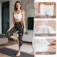 thumbnail image 6 of SCRAWLGOD Christmas Light Strip Snowflake Black High Waisted Capri Leggings with Pockets for Women - Slim Cropped Tights for Running Cycling Workout - Breathable Yoga Leggings Tummy Control, S, 6 of 6