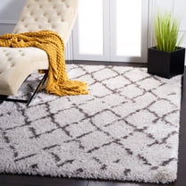 Safavieh Flokati Risto Geometric Shag Area Rug, Silver/Charcoal, 5'3" x 7'6"