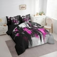 thumbnail image 3 of Manfei Black Pink Watercolor Bedding Comforter Set 7 Pieces for Adult, Modern Artwork Full Bedding Set, Chic Abstract Ombre Reversible Fitted Sheet Flat Sheet, Microfiber Bedroom Decor, 3 of 7