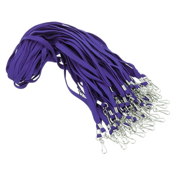 Uxcell 47cm Lanyards Bulk, 100Pcs Teacher Lanyards for ID Badges Keys Badge Lanyard Durable Personalized with Clip for ID Card, Purple