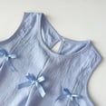 thumbnail image 6 of HCNTES Girl's 2 Piece Striped Outfits Bow Knot Ruffle Peplum Tank Top and Wide Leg Pants Set(Light Blue,2-3 Years), 6 of 8