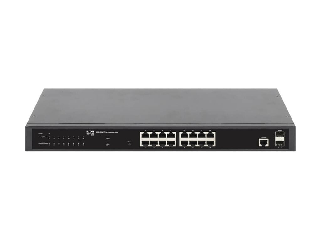 Eaton Tripp Lite series 16-Port Managed Gigabit Ethernet Switch - Layer 2, 1 Gbps, 2x GbE SFP Ports, 1U Rack/Desktop (ngs16c2-1)