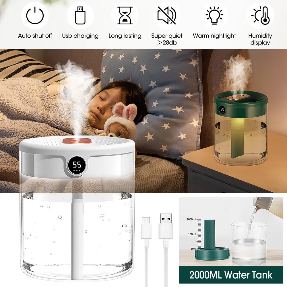 Humidifier Plant Humidifier Ultra-quiet with Humidity Indicator 2000ml