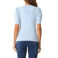 thumbnail image 3 of INSPIRE CHIC Women's Ribbed Knit Top Crew Neck Lantern Short Sleeve Casual Blouse, 3 of 5