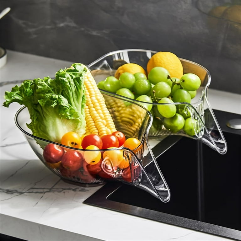 Multifunction Drainer Basket with Spout,Kitchen Sink Vegetable  Strainer,Fruit Cleaning Bowl with Strainer,Colander For Kitchen,Vegetable  Washing Bowl