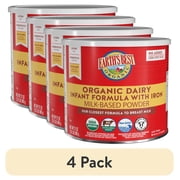 (4 pack) Earth's Best Organic Dairy Powder Baby Formula with Iron DHA & ARA, 21 oz Canister