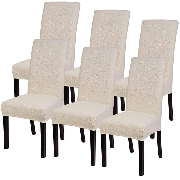 Fundas para sillas de comedor SearchI Jacquard, juego de 6 unidades, color beige