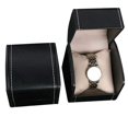 thumbnail image 2 of caja de almacenamiento de lujo con una sola pantalla para relojes y relojes inteligentes, soporte con almohada, caja de regalo para joyería para hombres y mujeres, caja de regalo de cumpleaños (negro), 2 of 4