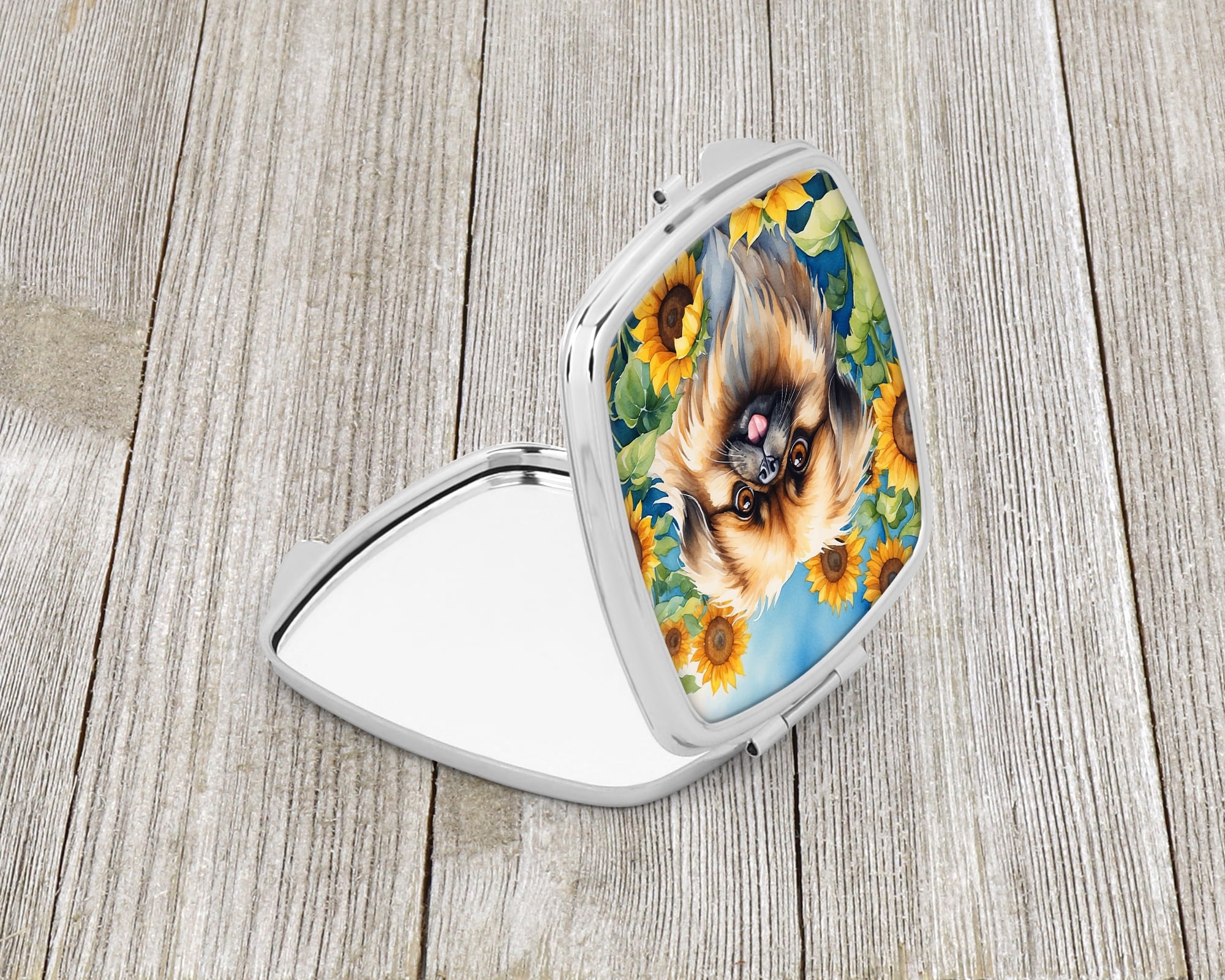 Pekingese in Sunflowers Compact Mirror 2.75 in x 3 in
