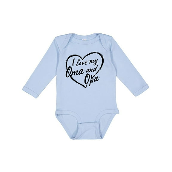 Inktastic I Love My Oma and Opa in Black Chalk Heart Boys or Girls Long Sleeve Baby Bodysuit